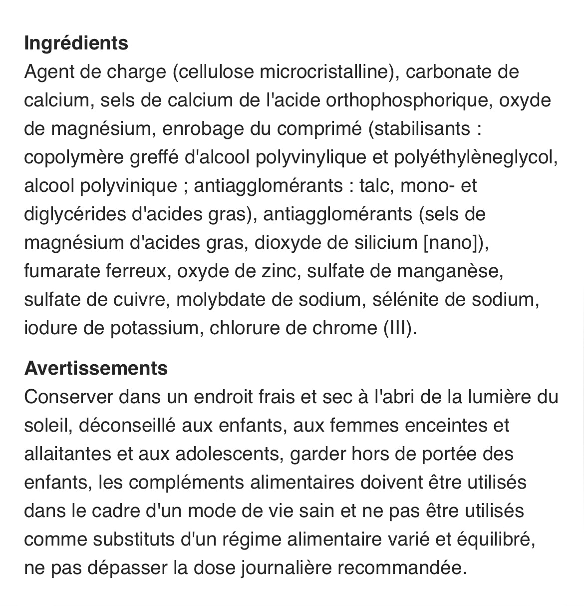MULTI MINÉRAL COMPLEX