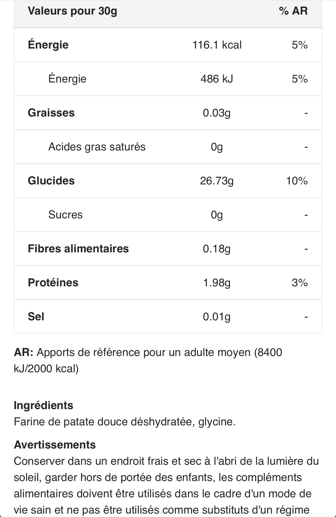 FARINE DE PATATE DOUCE 1kg