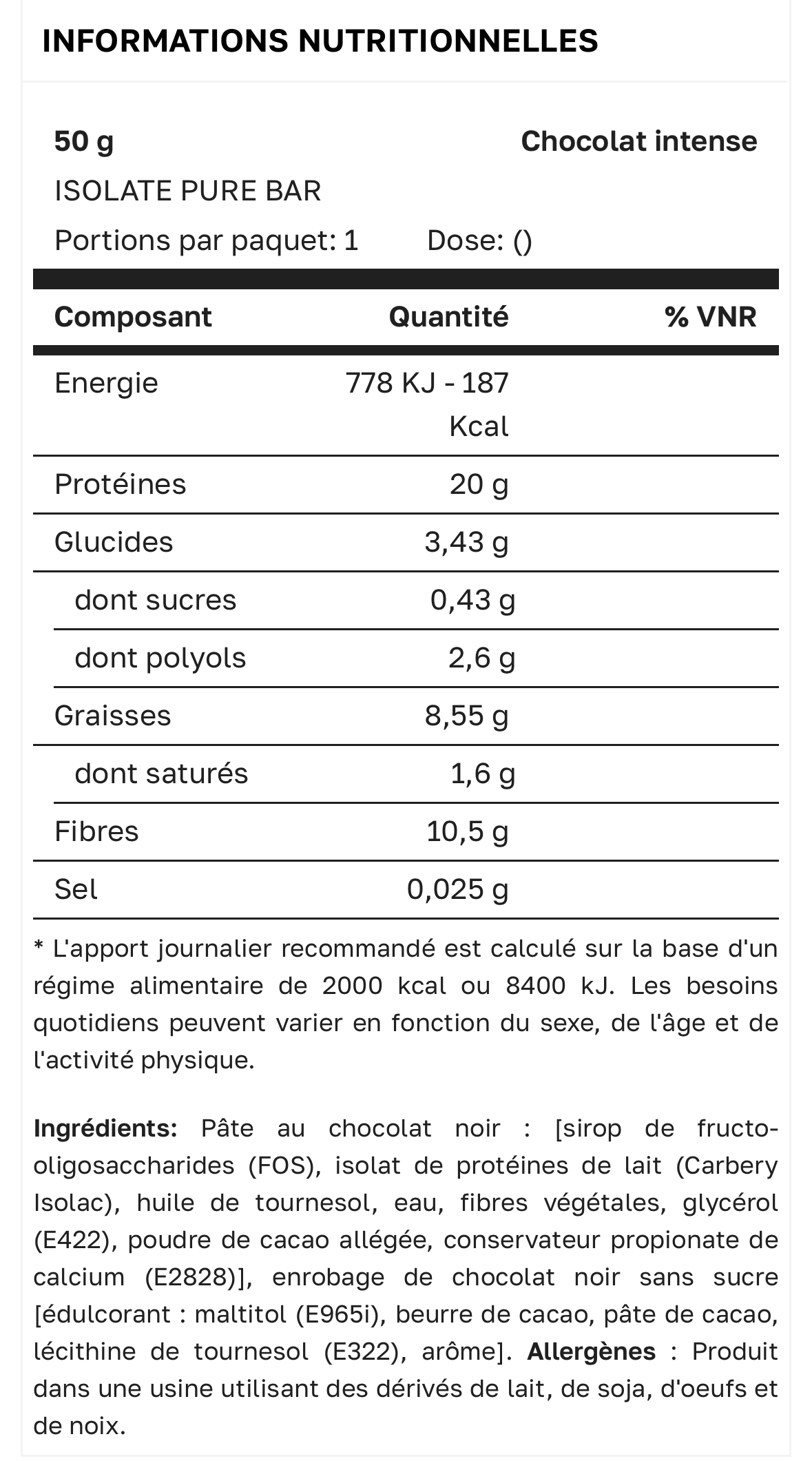 ISOLATE Pure Bar 50 g