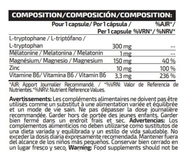 ZMA PLUS (+TRIPTOPHANE ET MÉLATONINE)