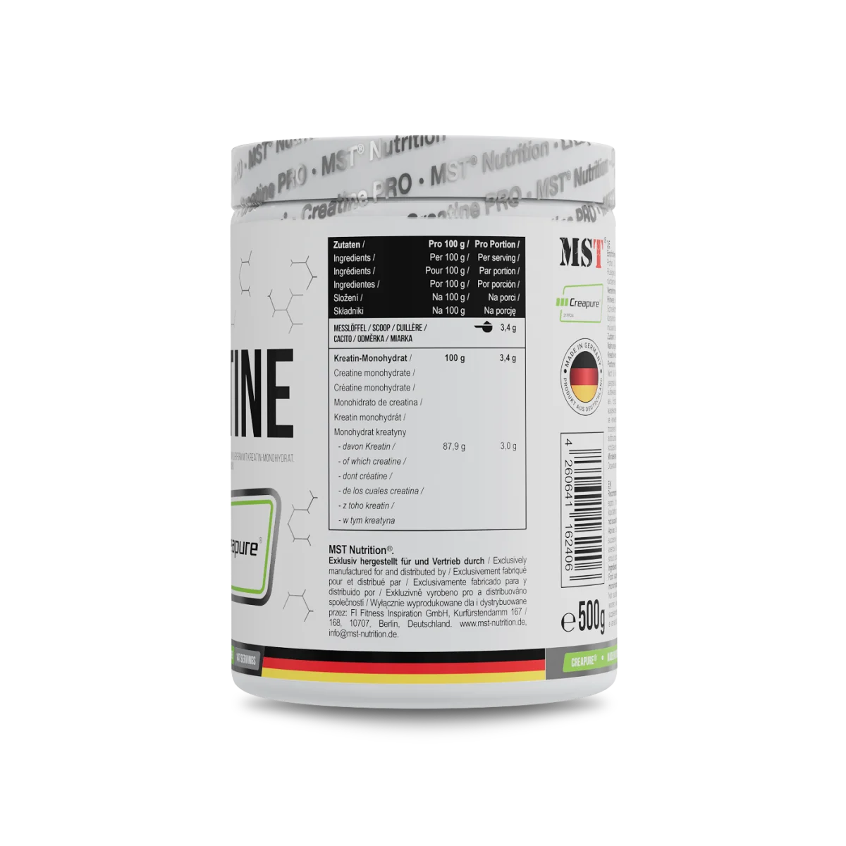 Créatine Creapure 500g sans saveurs MST Nutrition